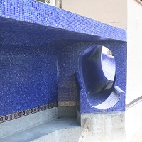 blue pool tile swimming pool slide in orlando florida