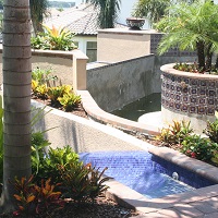 tiled  pool slide at residential pool in windermere florida