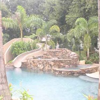 tropical swimming pool waterfall